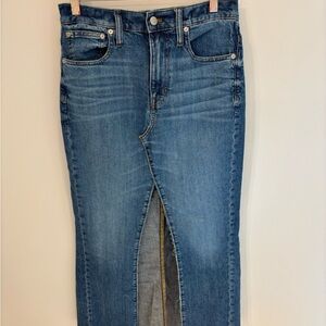 Madewell Maxi Skirt with front vent. Hand sewn Blue Denim Jeans